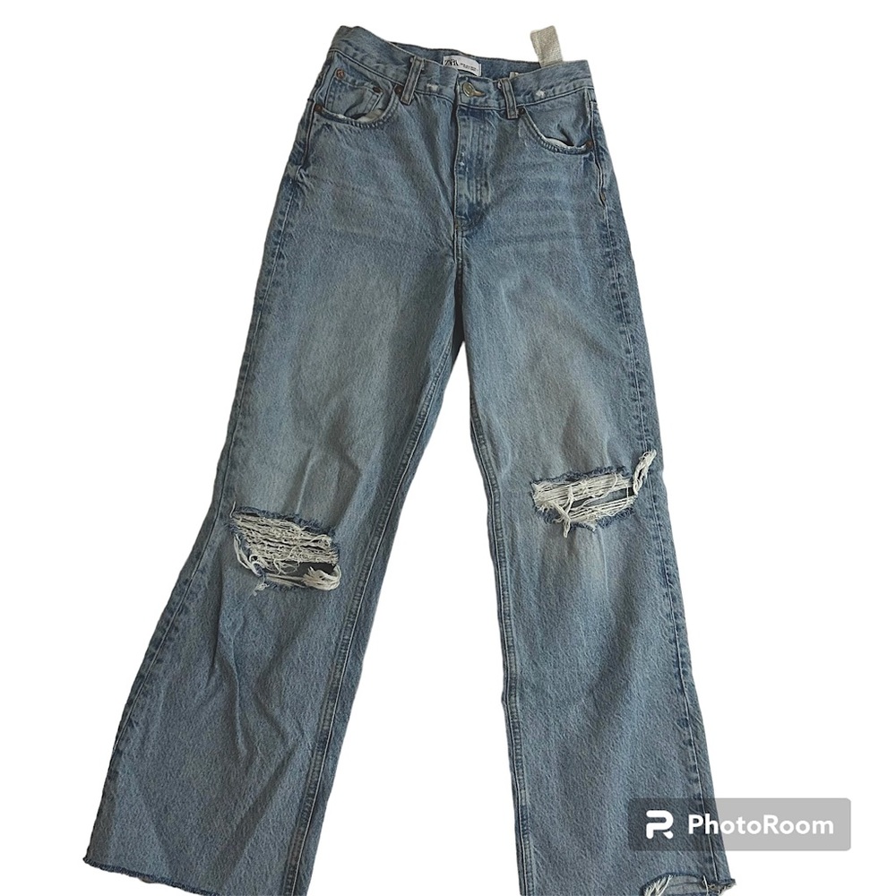 ZARA flare jeans light blue ripped size 4
